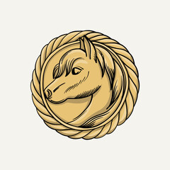 Horsehead medallion. Vector illustration. - 496504117