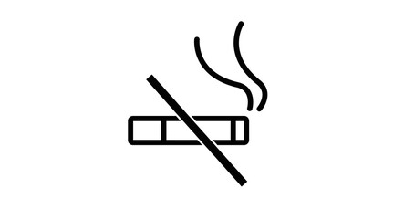 Cigar or Smoking Forbidden icon. Vector isolated black and white illustration