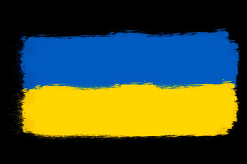 illustration of the flag of Ukraine on a black background. imitation oil painting. Glory to Ukraine