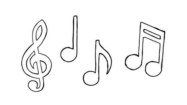 Music Notes Hand Drawn Animation Loop White Background