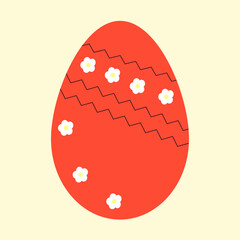 Red, easter egg, vector illustration for holiday decoration
