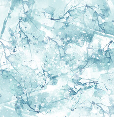 Watercolor blue, green background, blot, blob, splash of blue, green paint. Watercolor brown spot, abstraction. Wild grass, bushes, flower country abstract landscape, marble. Watercolor abstract card