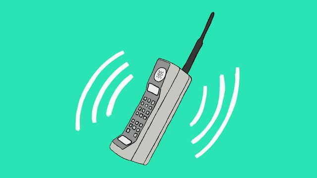 Retro Old Cell Phone 80s 90s Hand Drawn Animation Loop