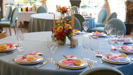 Wedding day event organization table setting decor