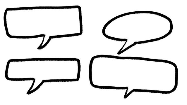 Set of Animated Speech Bubbles Hand Drawn White Background