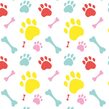 Paws pattern. I love animals, my pet, my dog and cat. Desigh for pets fabric and textile. Simple composition. Print for textiles and posters of veterinary clinics. Silhouette of cute paws.