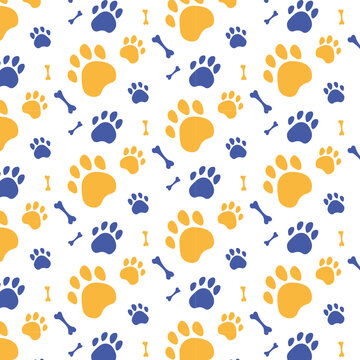 Paws pattern. I love animals, my pet, my dog and cat. Desigh for pets fabric and textile. Simple composition. Print for textiles and posters of veterinary clinics. Silhouette of cute paws.