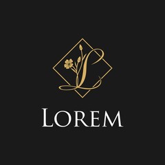 letter L with linen flower luxury logo