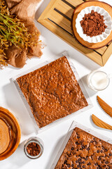 A chocolate brownie is a square or rectangular chocolate baked confection. it is a Homemade brownies with premium chocolate