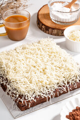 A chocolate brownie is a square or rectangular chocolate baked confection. it is a Homemade brownies with premium chocolate