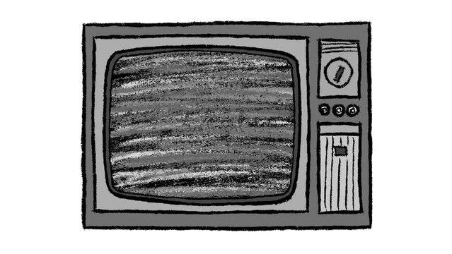 Vintage Retro TV 80s 90s With Static Noise Animation Loop Hand Drawn