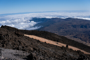 Photo of the National Park of Teide, with the volcano in Tenerife during a sunny day in winter. 