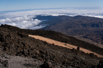 Photo of the National Park of Teide, with the volcano in Tenerife during a sunny day in winter. 