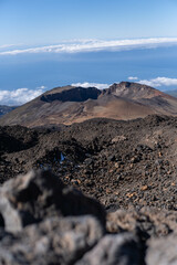 Photo of the National Park of Teide, with the volcano in Tenerife during a sunny day in winter. 