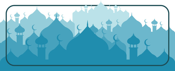 Fototapeta premium Blue islamic mosque vector silhouette