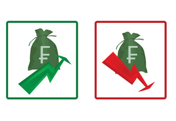 CHF rise and fall icon. vector