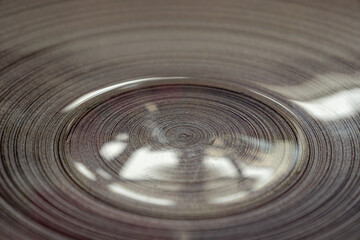 purple italian handmade artistic glass & silver bowl close up