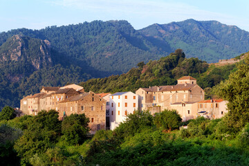 Fototapeta na wymiar Velone Orneto village in Corsica mountain