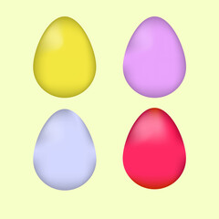 Four vector Easter eggs in different colors for decoration of holiday illustrations