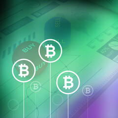 2d rendering bitcoin sign concept
