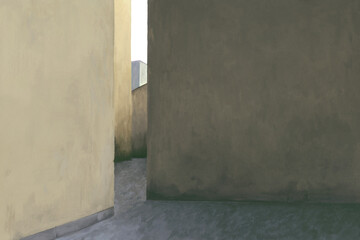 Illustration of casual brown tiny alley