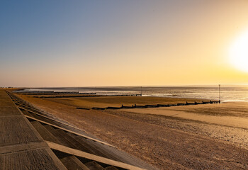 Late afternoon on Heacham Beach, North Norfolk Coast just as the sun starts to set