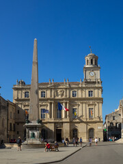 Obelisque d'Arles erected by Roman emperor Constantine II in the  center of the Circus, now the...