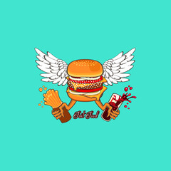 Creative food logo vector design isolated on background. fast food hamburger dinner and restaurant