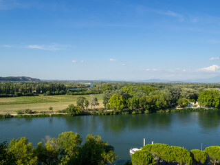 View to Barthelasse island across Rhône River, Avignon