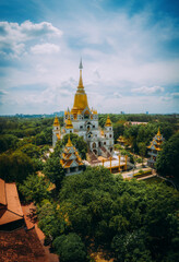 Aerial view of Buu Long Pagoda in Ho Chi Minh City. A beautiful buddhist temple hidden away in Ho Chi Minh City at Vietnam.