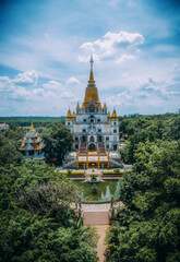 Obraz premium Aerial view of Buu Long Pagoda in Ho Chi Minh City. A beautiful buddhist temple hidden away in Ho Chi Minh City at Vietnam.