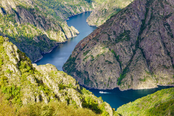 River Sil Canyon, Galicia Spain. Mountain view.