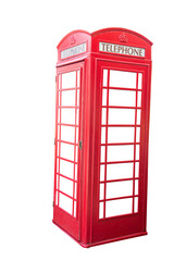 red telephone booth isolated