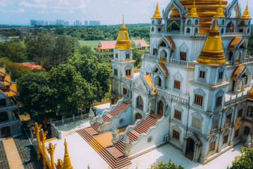 Aerial view of Buu Long Pagoda in Ho Chi Minh City. A beautiful buddhist temple hidden away in Ho Chi Minh City at Vietnam.