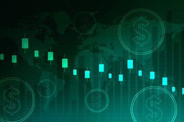 Naklejka premium 2d rendering Stock market online business concept. business Graph 
