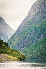 Mountains landscape and fjord in Norway