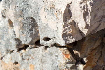 Limestone rocks by the Adriatic sea coast, unusual shapes and formations