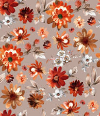 Obraz premium Seamless watercolor tropical pattern, floral print.