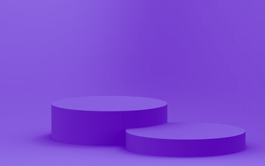 Abstract 3d purple violet color cylinder podium minimal studio background.