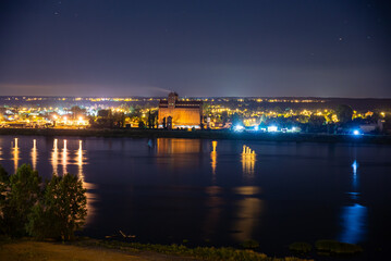 Fototapeta na wymiar Plock, Poland - August 12, 2021. Vistula river at night