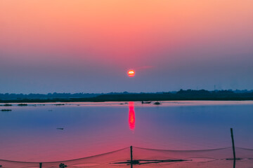 sunset over the river