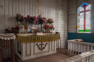 Old abandoned wooden Mariavite church in Poland