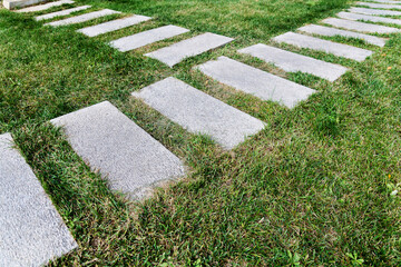 Forked stone footpath in the park