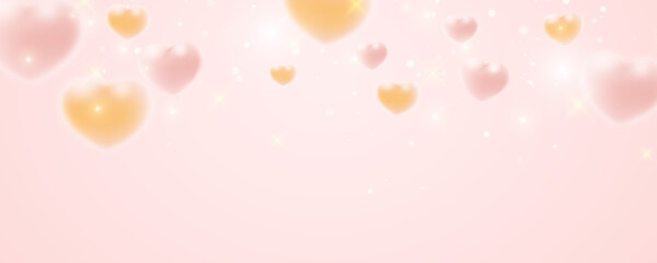 girlish yellow pink love heart and bokeh shine star decoration