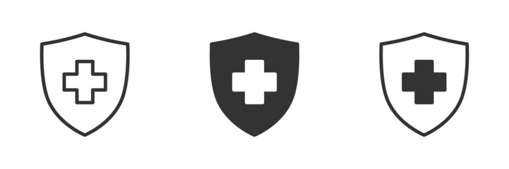 Health shield icons. Health protection symbols. Safety medicine. Vector illustration.