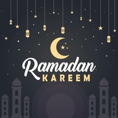 Obraz na płótnie Canvas Ramadan Kareem, Islamic holy month typography greeting font vector illustration.