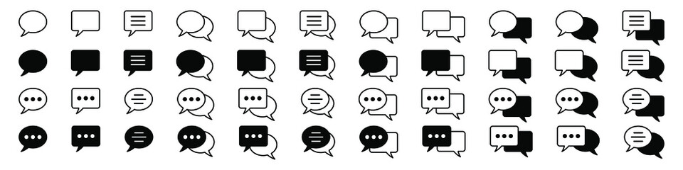 Chat icons vector isolated element. Set of talk bubble speech signs. Blank bubbles vector icons. Message vector icons. - obrazy, fototapety, plakaty