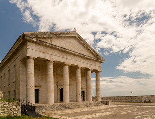 Obraz premium corfu city st george church in the castle of the city in spring greece
