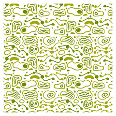 Seamless pattern of abstract green shapes or cells. Repeating texture. Figure for textiles. Surface design. © Dzianis