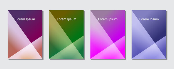 Set of abstract covers design templates with trendy gradient background.  Cool vibrant colors. Applicable for banners, flyers, presentations, posters and reports. Eps10 Vector illustration.